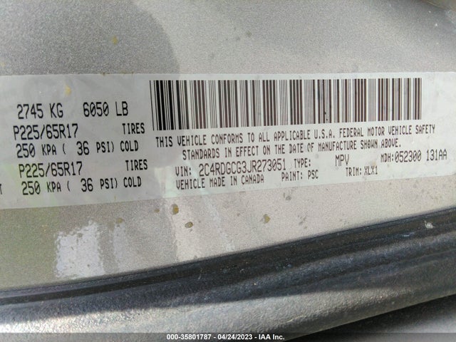 Dodge Grand Caravan Sxt 2018 2C4RDGCG3JR273051 Image 9