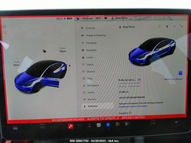 Tesla Model 3 Long Range 2021 5YJ3E1EB3MF983455 Image 9