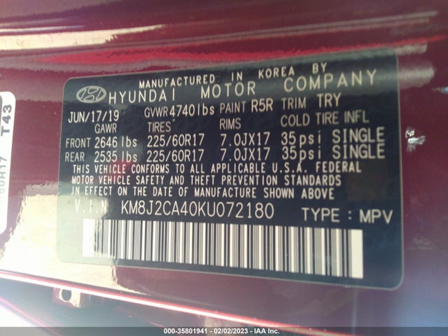 Hyundai TUCSON SE 2019 KM8J2CA40KU072180 Image 10