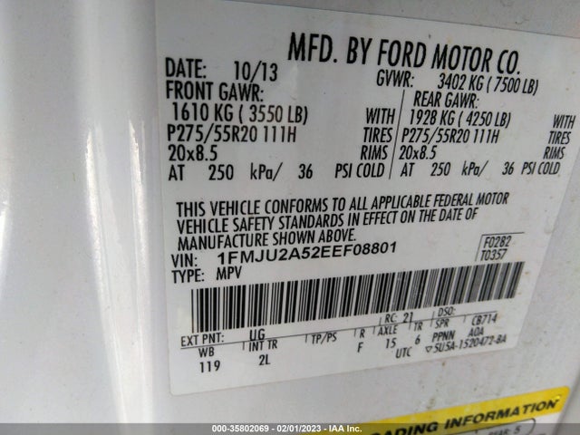 2014 FORD EXPEDITION LIMITED VIN: 1FMJU2A52EEF08801