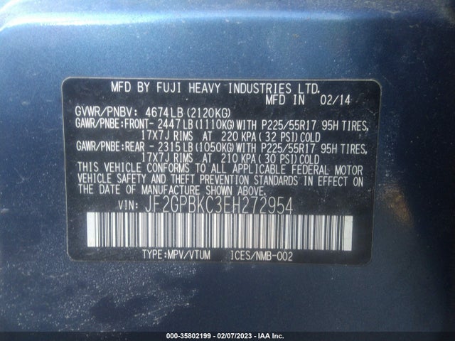 Subaru XV CROSSTREK HYBRID 2014 JF2GPBKC3EH272954 Image 10