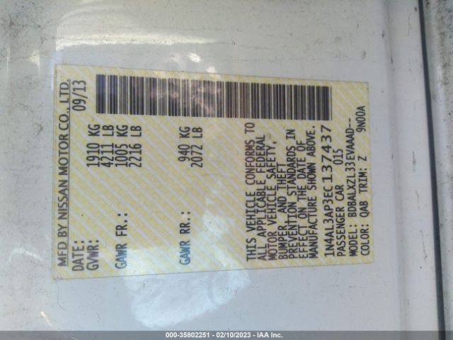 1N4AL3AP3EC137437 Nissan Altima 2.5 Sl