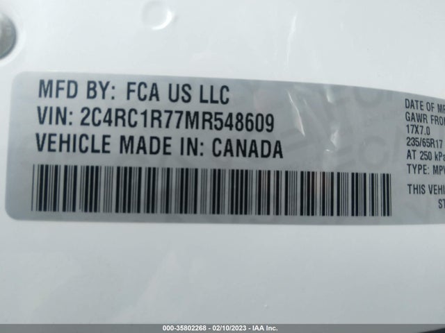 2021 Chrysler Pacifica Hybrid, VIN: 2C4RC1R77MR548609
