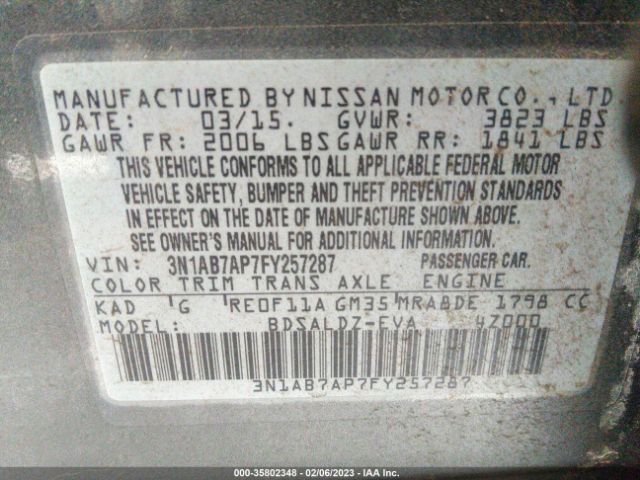 3N1AB7AP7FY257287 Nissan Sentra