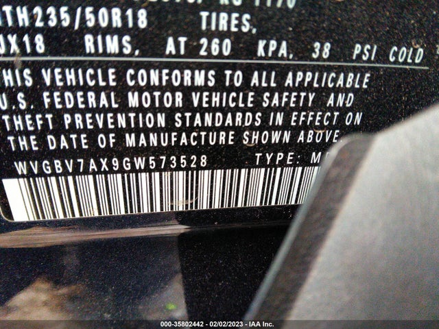 2016 Volkswagen Tiguan, VIN: WVGBV7AX9GW573528