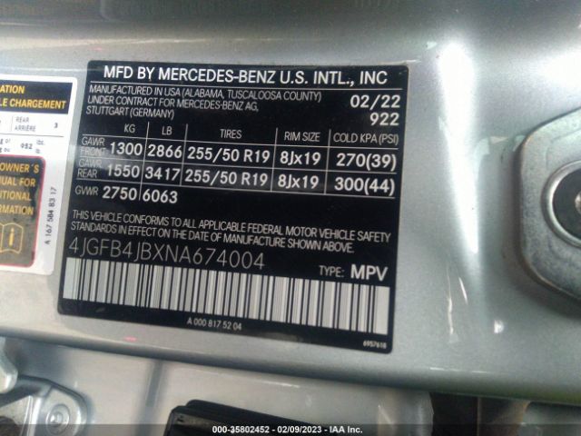 4JGFB4JBXNA674004 Mercedes-Benz GLE