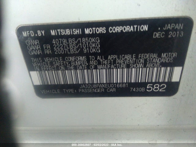 JA32U8FWXEU016681 Mitsubishi LANCER GT