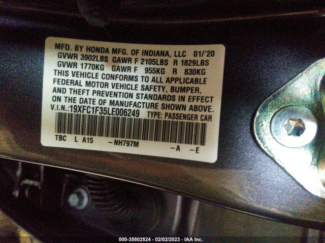 Honda Civic Sedan Ex 2020 19XFC1F35LE006249 Image 9