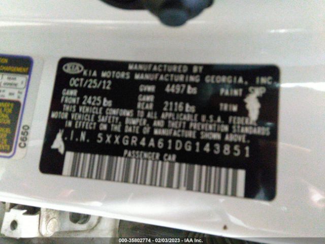 5XXGR4A61DG143851 KIA Optima Sx W/limited Pkg