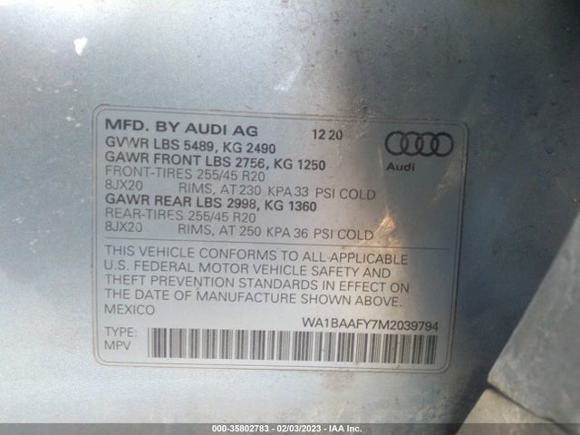 WA1BAAFY7M2039794 Audi Q5 Premium Plus