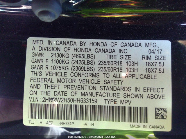 Honda CR-V EX 2017 2HKRW2H50HH633159 Image 9
