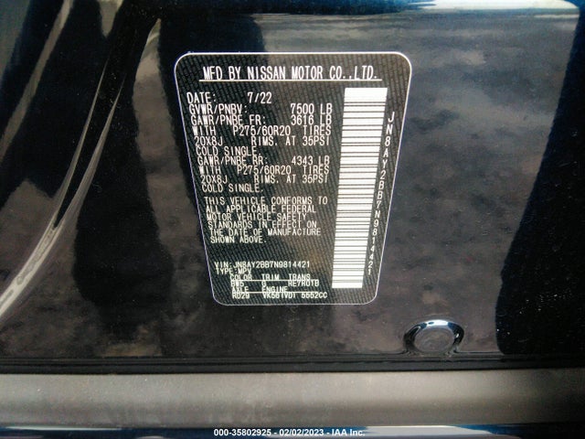 2022 Nissan Armada, VIN: JN8AY2BB7N9814421