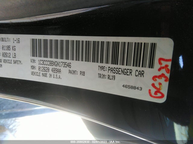 2016 Chrysler 200, VIN: 1C3CCCBBXGN173546