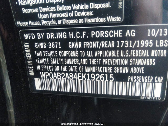 2014 Porsche Cayman, VIN: WP0AB2A84EK192615