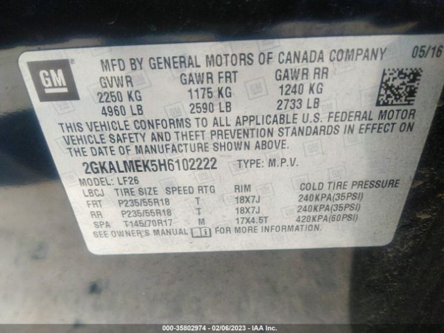 2GKALMEK5H6102222 GMC Terrain Sle