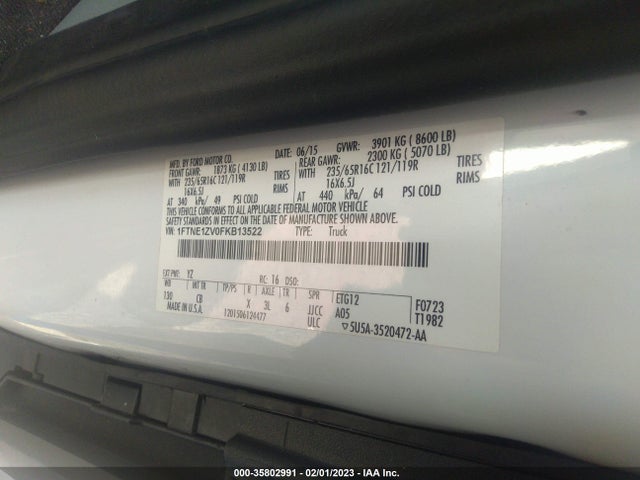 2015 Ford Transit, VIN: 1FTNE1ZV0FKB13522