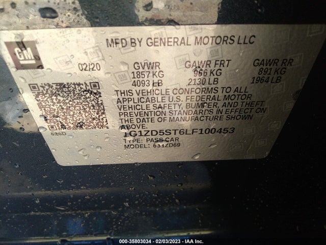 Chevrolet MALIBU LT 2020 1G1ZD5ST6LF100453 Image 9