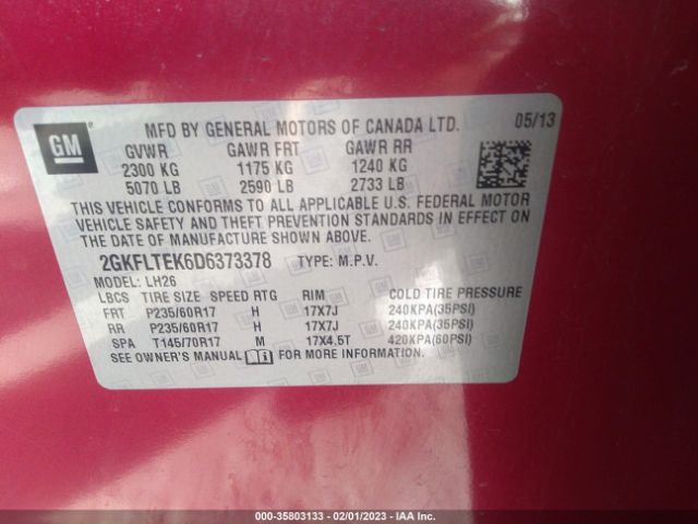 2GKFLTEK6D6373378 GMC Terrain Sle