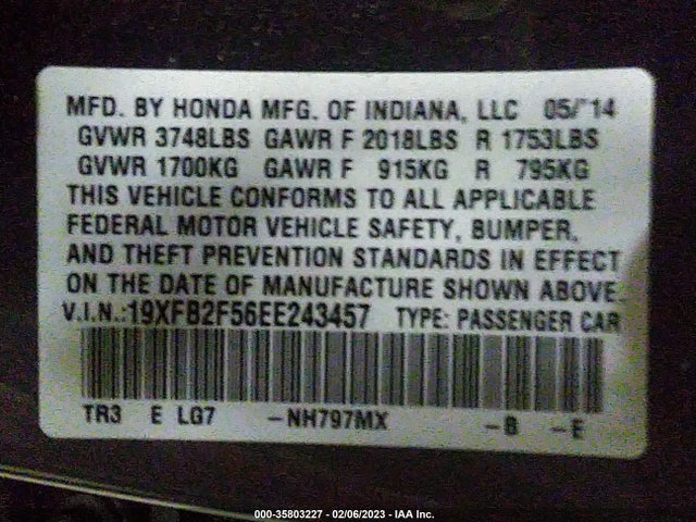 Honda Civic Sedan Lx 2014 19XFB2F56EE243457 Image 9