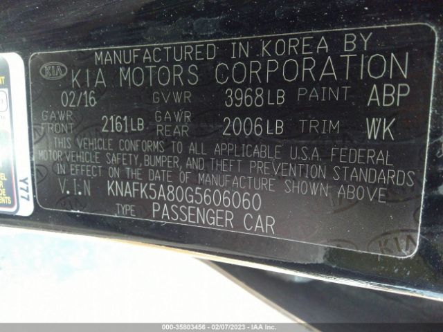 KNAFK5A80G5606060 KIA Forte 5-door Lx