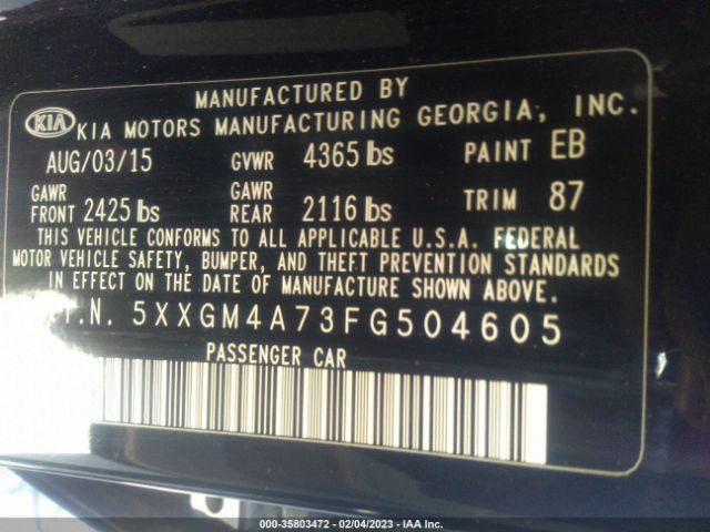 5XXGM4A73FG504605 KIA Optima Lx
