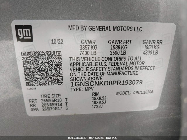 Chevrolet Tahoe 2wd Lt 2023 1GNSCNKD0PR193079 Image 9