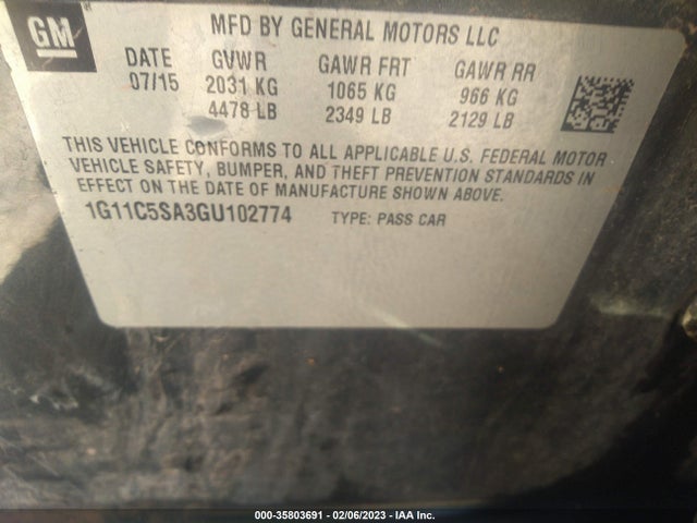 Chevrolet Malibu Limited Lt 2016 1G11C5SA3GU102774 Image 11