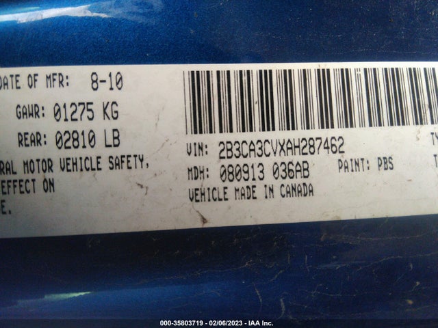Aukcja sprzedaży 2010 Dodge Charger Sxt, vin: 2B3CA3CVXAH287462, numer aukcji: 35803719