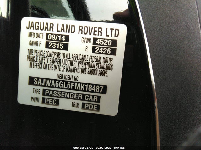 2015 Jaguar F-TYPE, VIN: SAJWA6GL6FMK18487