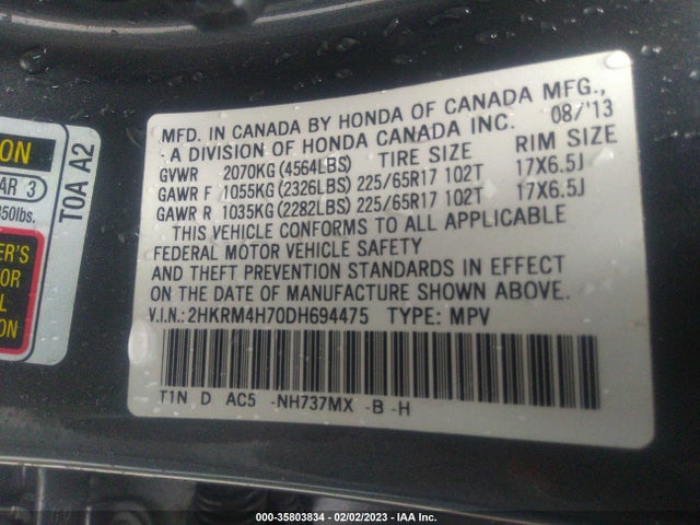 Honda Cr-v Ex-l 2013 2HKRM4H70DH694475 Image 11