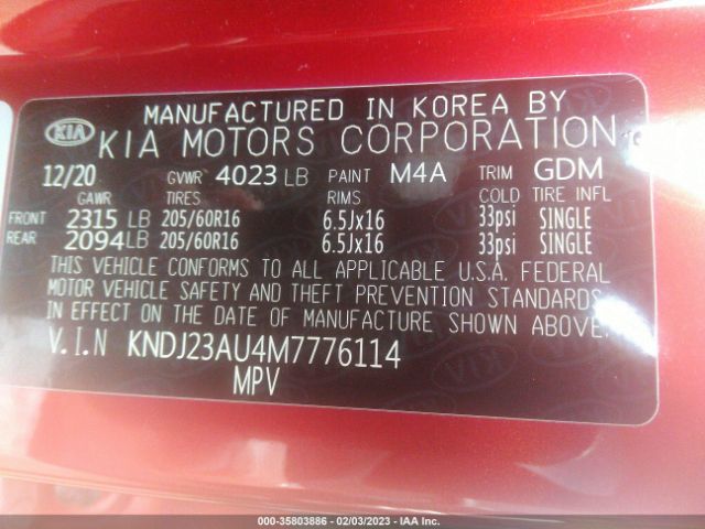 KNDJ23AU4M7776114 KIA SOUL S