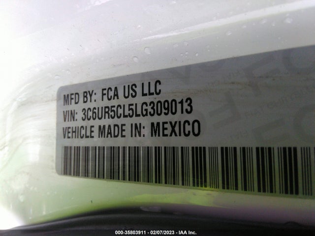 2020 RAM 2500 TRADESMAN VIN: 3C6UR5CL5LG309013