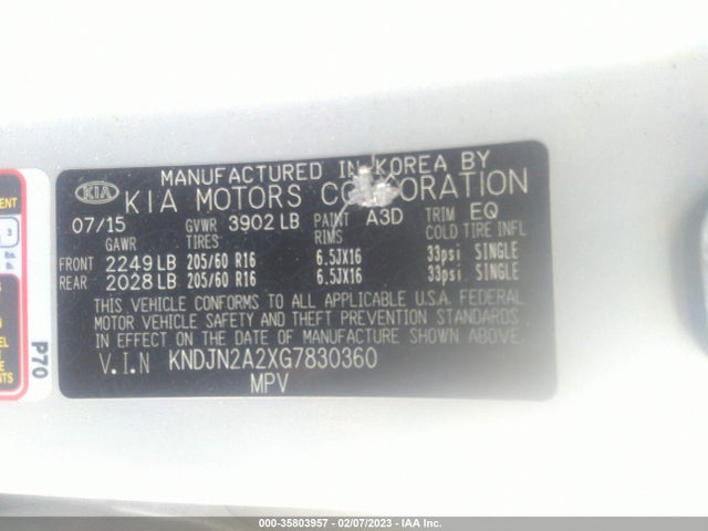 KIA Soul Base 2016 KNDJN2A2XG7830360 Image 10