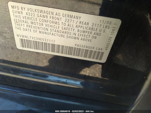 Volkswagen CC 2009 WVWNL73C39E537117 Image 10