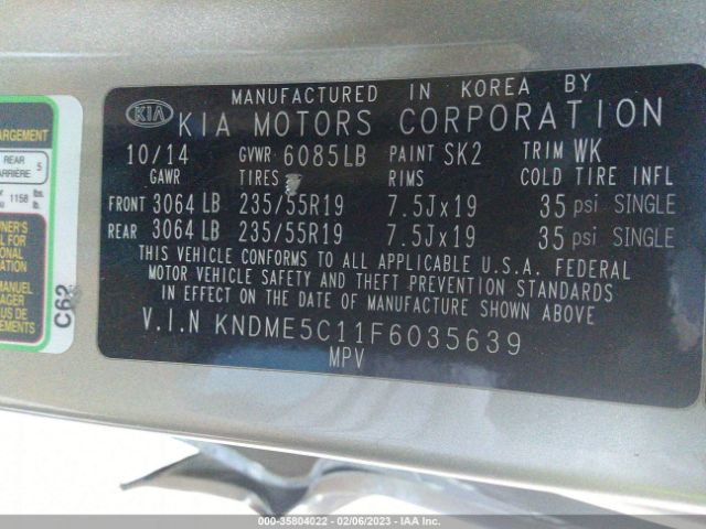 KNDME5C11F6035639 KIA Sedona Sx-l