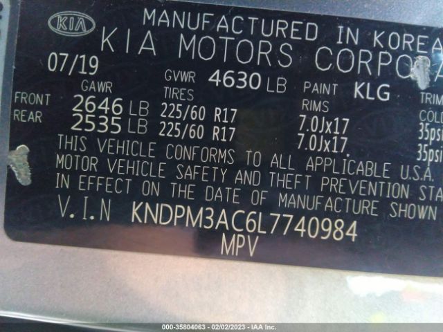 KNDPM3AC6L7740984 KIA Sportage Lx