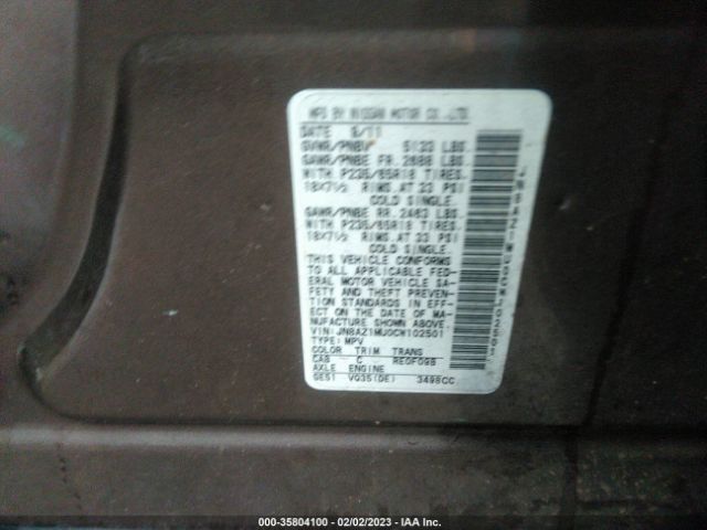 JN8AZ1MU0CW102501 Nissan Murano