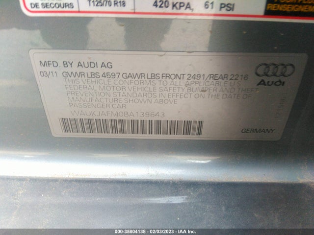 WAUKJAFM0BA139643 Audi A3 2.0 Tdi Premium Plus