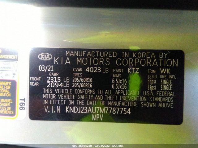 KIA SOUL LX 2021 KNDJ23AU7M7787754 Image 9