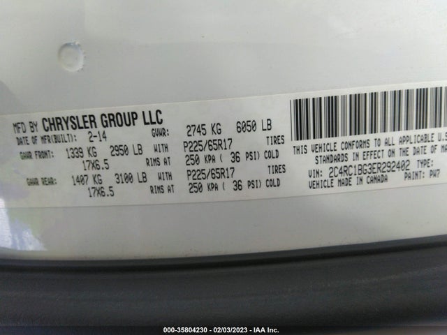 2C4RC1BG3ER292402 Chrysler Town & Country Touring