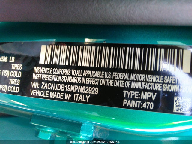 2022 Jeep Renegade, VIN: ZACNJDB19NPN62929