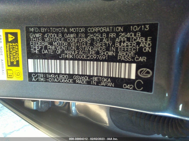 JTHBK1GG0E2097691 Lexus ES 350