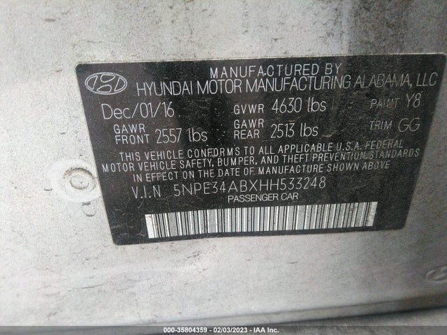 Hyundai Sonata 2017 5NPE34ABXHH533248 Image 10