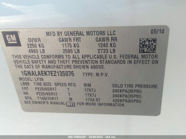 Chevrolet EQUINOX LS 2014 1GNALAEK7EZ135076 Image 11