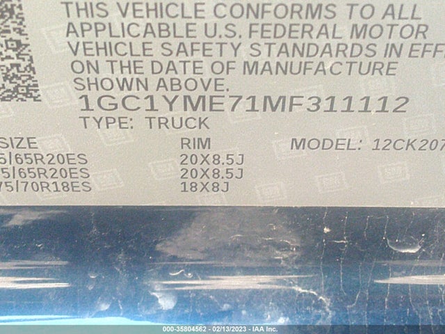 2021 Chevrolet Silverado 2500, VIN: 1GC1YME71MF311112