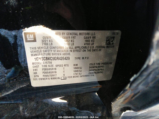 Chevrolet Tahoe Lt 2016 1GNSCBKC9GR426429 Image 10