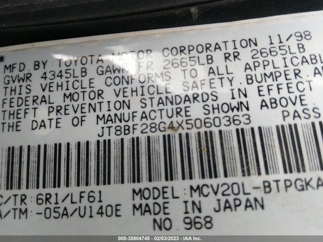 JT8BF28G4X5060363 Lexus ES 300 LUXURY SPORT SDN