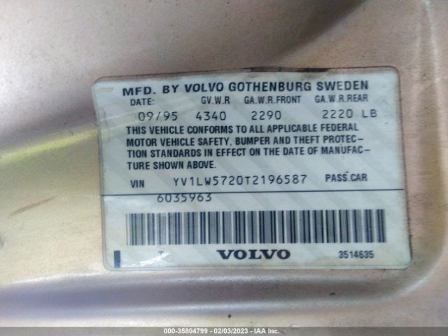 YV1LW5720T2196587 Volvo 850