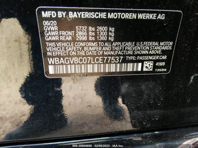 WBAGV8C07LCE77537 BMW 8 Series M850i