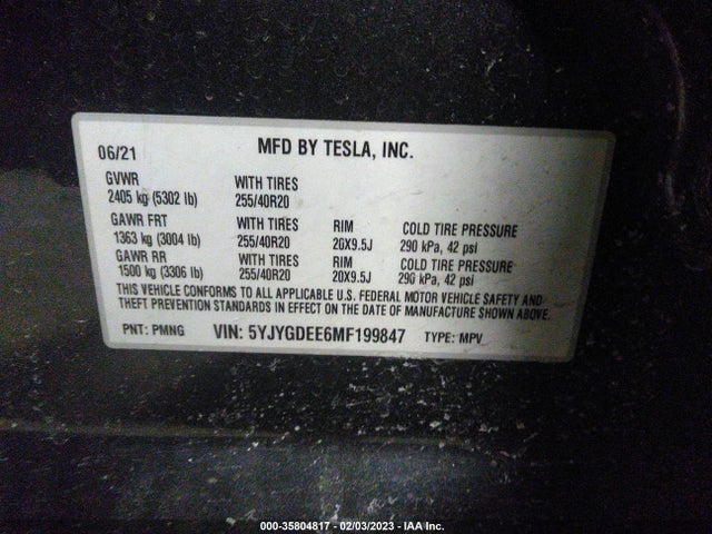 Tesla Model Y Long Range 2021 5YJYGDEE6MF199847 Image 9